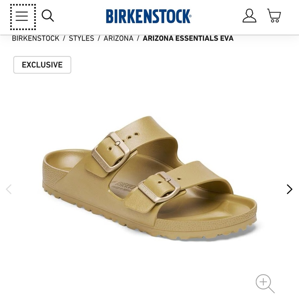 NWT Birkenstock Arizona Eva Sandal in Glamour Gold 
Size 37 - Picture 2 of 8